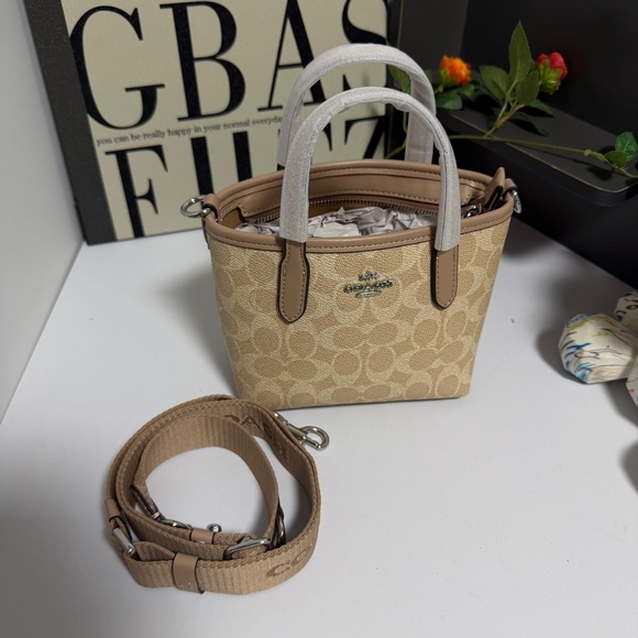 Coach Tan and Cream Signature Satchel